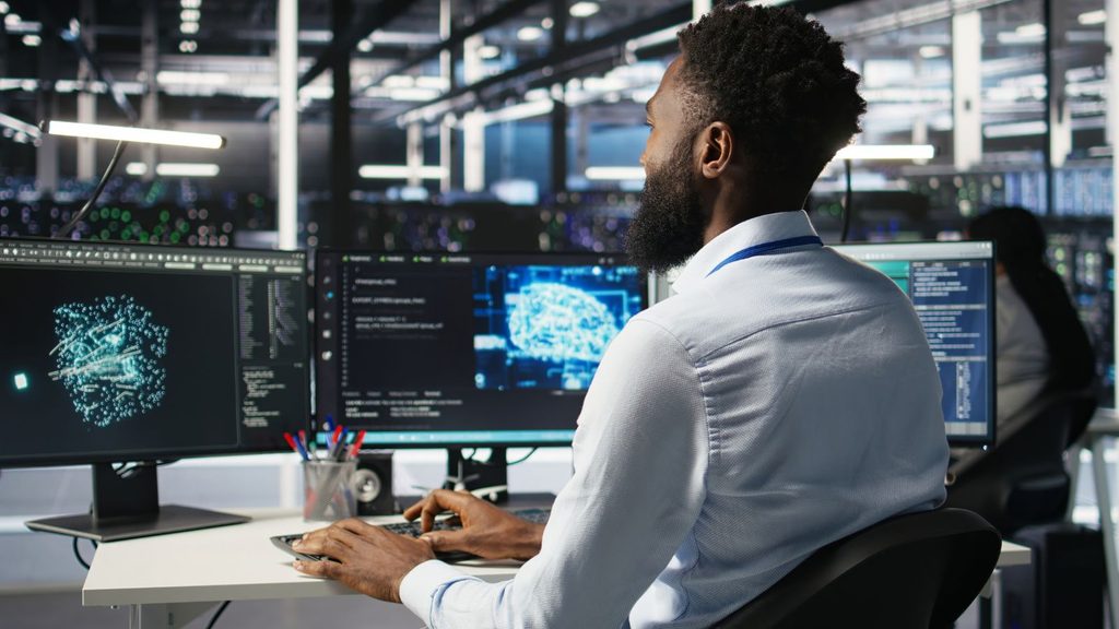 Gráfico mostrando o crescimento da produtividade de desenvolvedores que usam inteligência artificial ao longo do tempo, com curva que se acentua.